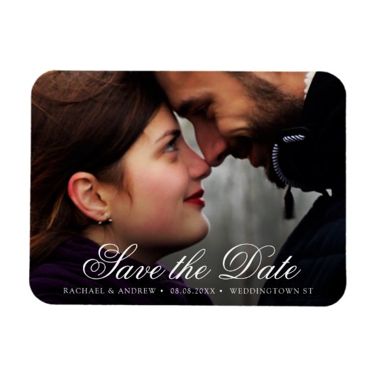 Elegant Script Custom Photo Save the Date Wedding Magneet (Horizontaal)