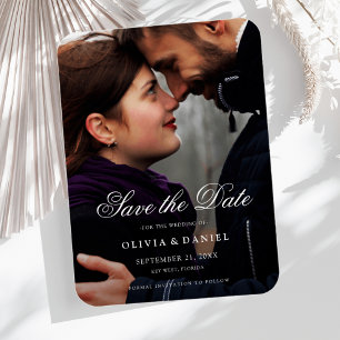 Elegant Script Custom Photo Save the Date Wedding Magneet