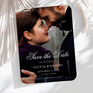 Elegant Script Custom Photo Save the Date Wedding Magneet