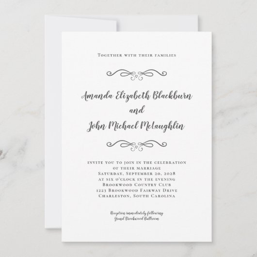 Elegant Script Custom Photo Wedding Classic Grey I Kaart (Voorkant)