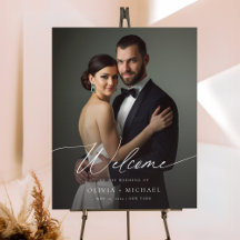 Elegant Script Custom Photo Wedding Welkom