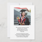 Elegant Script Custom Two Photo Afstuderen Aankondiging (Achterkant)