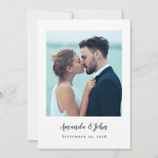 Elegant Script Custom Wedding Photo Classic Grey Kaart (Achterkant)