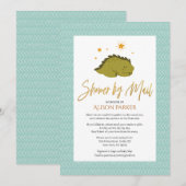 Elegant Script Cute Green Dinosaur Shower by Mail Kaart (Voorkant / Achterkant)