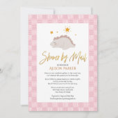 Elegant Script Cute Pink Dinosaur Shower by Mail Kaart (Voorkant)