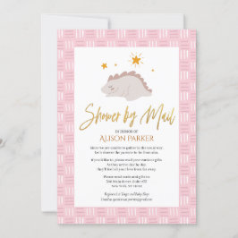 Elegant Script Cute Pink Dinosaur Shower by Mail Kaart