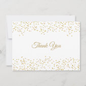 Elegant Script Dank Je Chic Goud Stof Confetti Bedankkaart (Voorkant)