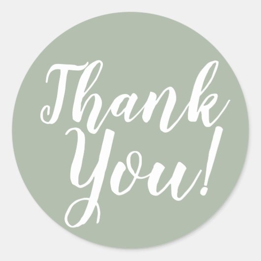 Elegant Script Dank Je Sage Groene Favor Ronde Sticker (Voorkant)