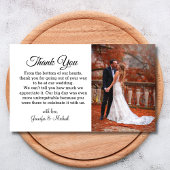 Elegant script Dank je wel voor de trouwfoto Notitiekaartje