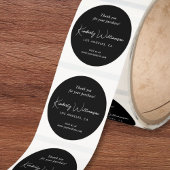 Elegant Script Dank Je Zwart Ronde Sticker