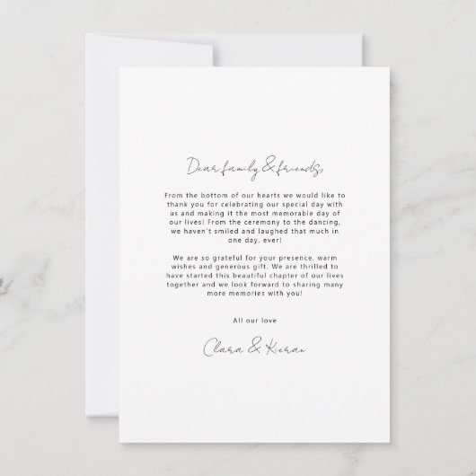 Elegant script Dank u bruiloft fotokaart Bedankkaart (Achterkant)