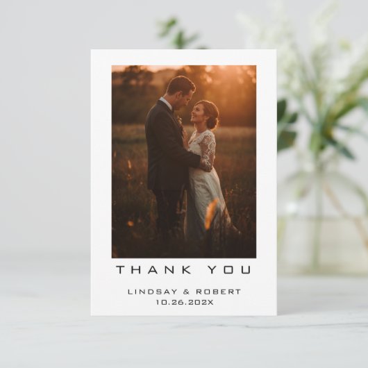 Elegant script Dank u bruiloft Kaart (Staand voorkant)