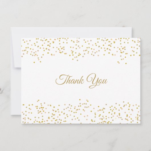 Elegant Script Dank u Chic Gold Dust Confetti Bedankkaart (Voorkant)
