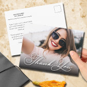 Elegant Script Dank u Foto Afstuderen Briefkaart