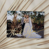 Elegant script Dank u foto bruiloft Kaart