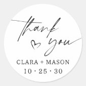 Elegant Script Dank u hart bruiloft gunst Ronde Sticker (Voorkant)