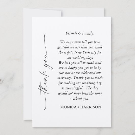 Elegant Script Dank u kaart met foto (Voorkant)
