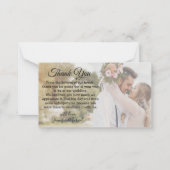 Elegant script Dank u trouwdag foto Notitiekaartje (Voorkant)