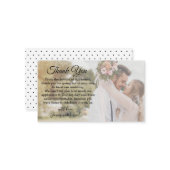 Elegant script Dank u trouwdag foto Notitiekaartje (Voorkant / Achterkant in situ)