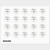 Elegant script dank u | Zwart-wit bruiloft Ronde Sticker (Vel)