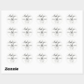 Elegant script dank u | Zwart-wit bruiloft Ronde Sticker (Vel)