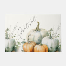 Elegant Script Dankbare Herfst Roestige Pompoen