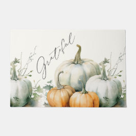Elegant Script Dankbare Herfst Roestige Pompoen Deurmat