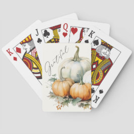 Elegant Script Dankbare Rustieke Pompoen Pokerkaarten