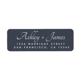 Elegant Script Dark Blue Wedding Return Address Etiket
