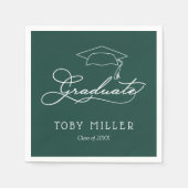 Elegant Script Dark Green Afstuderen Napkins Servet (Voorkant)
