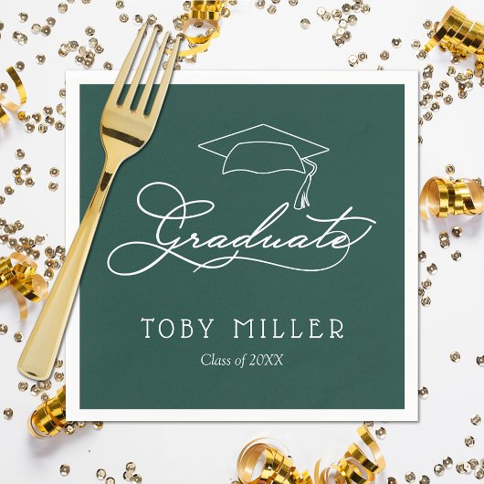 Elegant Script Dark Green Afstuderen Napkins Servet