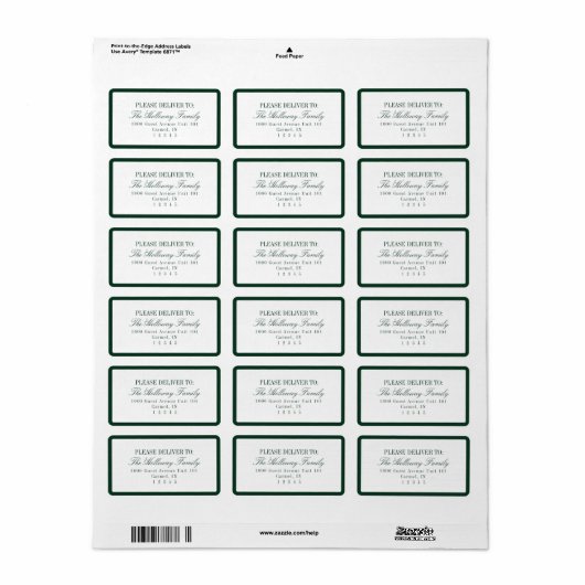 Elegant Script Dark Green Formal Wedding Etiket (Full Sheet)