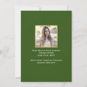 Elegant Script Dark Green Gold 2-Photo-Afstuderen Aankondiging (Achterkant)