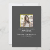Elegant Script Dark Grey Gold 2-foto Afstuderen Aankondiging (Achterkant)