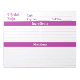 Elegant Script Dark Pink 8.5x11 Recipes Notitieblok