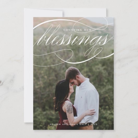 Elegant script dat onze lessen telt Foto Feestdagenkaart (Voorkant)