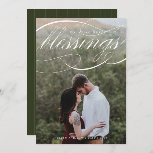 Elegant script dat onze lessen telt Foto Feestdagenkaart (Voorkant / Achterkant)