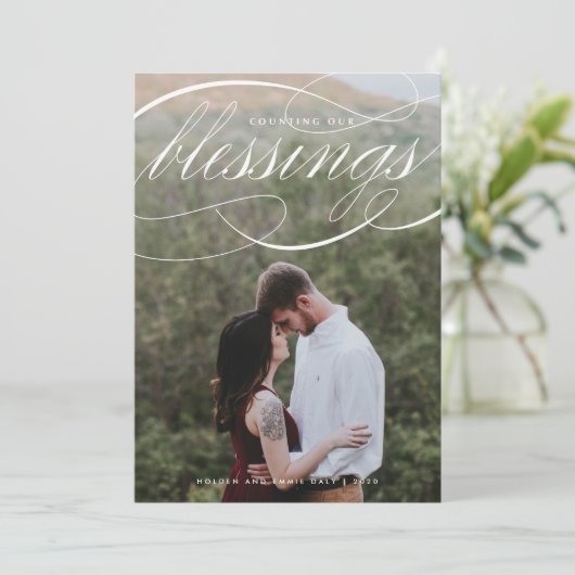 Elegant script dat onze lessen telt Foto Feestdagenkaart (Staand voorkant)