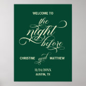 Elegant script de avond voor Blauwgroen welkom Poster (Voorkant)