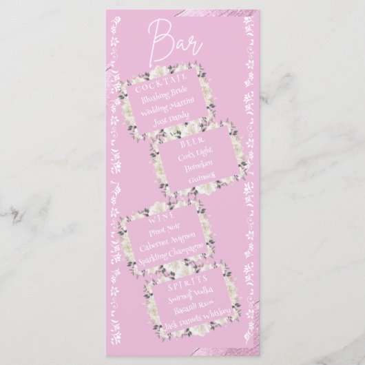 Elegant script De bar bruiloft Drink menu Kaart (Voorkant)