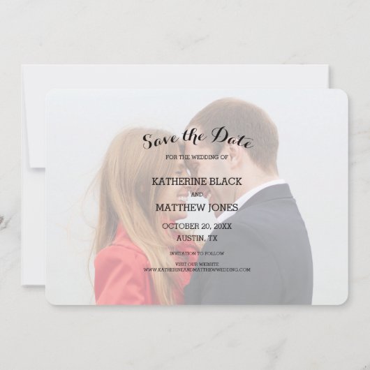 Elegant script | De datum-fotokaart opslaan Save The Date (Achterkant)