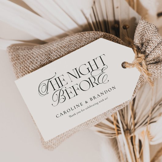 Elegant Script de nacht voor het repetitief avonde Cadeaulabel