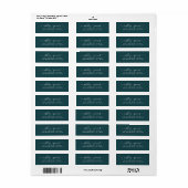 Elegant Script Deep Blauwgroen Weddenschap Return Etiket (Full Sheet)
