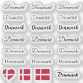 Elegant script Denmark & Danish Flag /name Set Sticker (Voorkant)