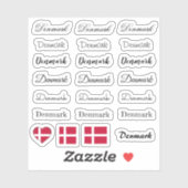 Elegant script Denmark & Danish Flag /name Set Sticker (Vel)