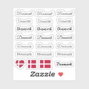 Elegant script Denmark & Danish Flag /name Set Sticker