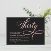 Elegant script Dertig Roos Goud 30e verjaardag Kaart (Staand voorkant)
