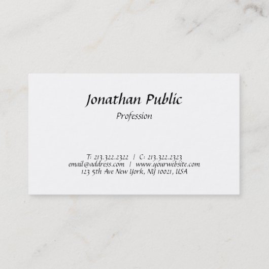 Elegant Script Design Minimalist Modern Plain Visitekaartje (Achterkant)