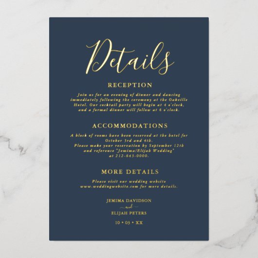 Elegant Script Details Bruiloft Behuizing Kaart (Voorkant)