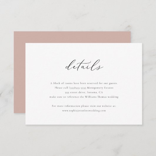 Elegant Script Details Enclosure Kaart (Voorkant / Achterkant)